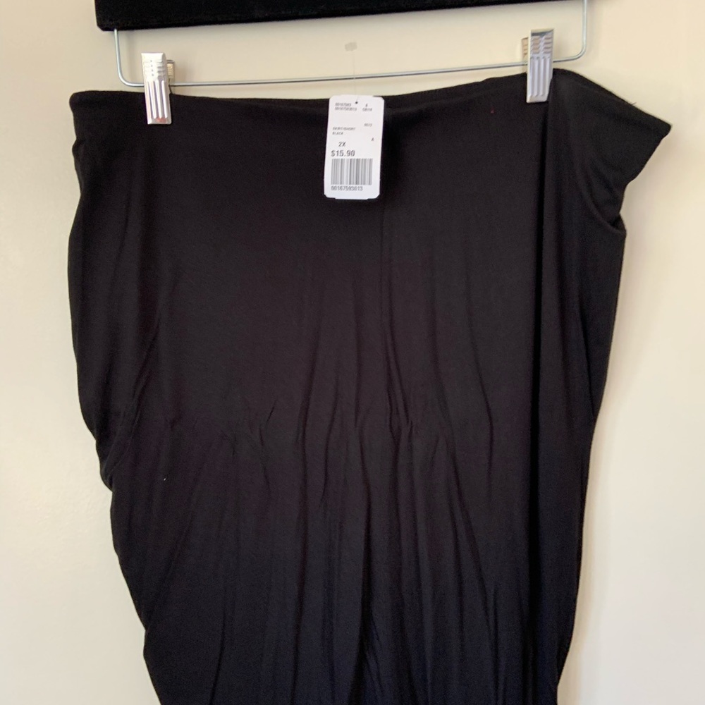 Black, side rouched mini skirt